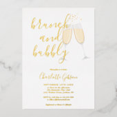 Handtekening Script Brunch Bubbly Vrijgezellenfees Folie Uitnodiging (Voorkant)