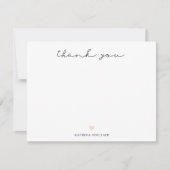 Handtekening script Dank u Petal Pink Heart Notitiekaartje (Voorkant)