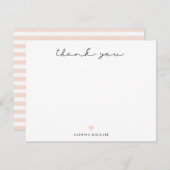 Handtekening script Dank u Petal Pink Heart Notitiekaartje (Voorkant / Achterkant)