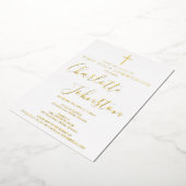 Handtekening Script Eerste Heilige Communie Goud Folie Uitnodiging (Gedraaid)