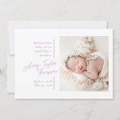 Handtekening Script Foto Moderne Baby Geboorte Aankondiging (Voorkant)