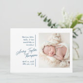 Handtekening Script Foto Moderne Baby Geboorte Aankondiging (Staand voorkant)