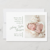 Handtekening Script Foto Moderne Baby Geboorte Aankondiging (Voorkant)