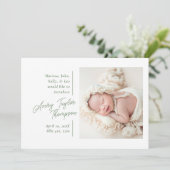 Handtekening Script Foto Moderne Baby Geboorte Aankondiging (Staand voorkant)