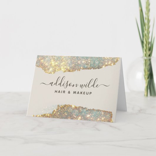 Handtekening Script Glam Glitter Klant Bedankt Kaart (Voorkant)