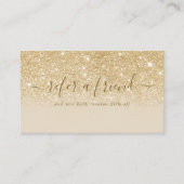 Handtekening Script Goud Glitter Modern Vrouwelijk Aanbevelingskaartje (Voorkant)