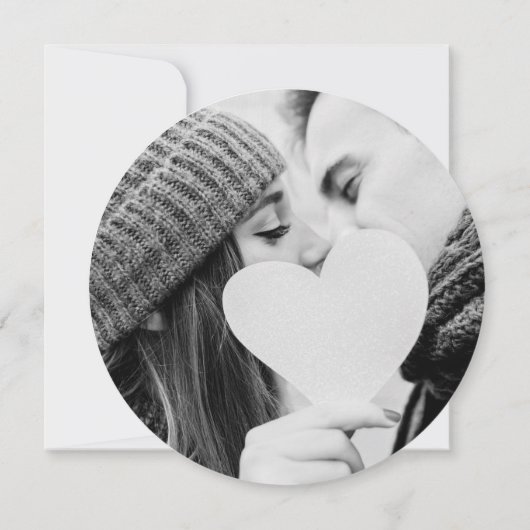 Handtekening Script Grijs Circulaire Foto Bruiloft Kaart (Achterkant)