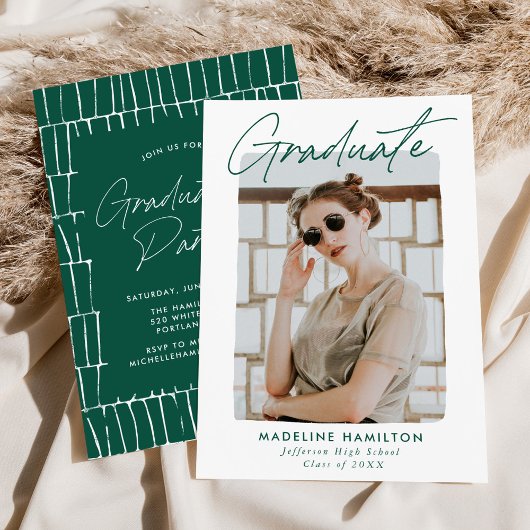 Handtekening Script Groene foto Graduation Party Kaart