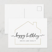 Handtekening Script Happy Birthday Vastgoed Briefkaart (Voorkant / Achterkant)