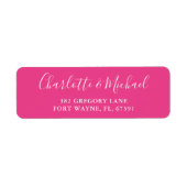 Handtekening Script Hot Pink Bruiloft Retouradres Etiket (Voorkant)
