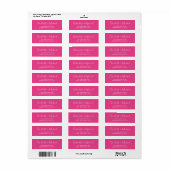 Handtekening Script Hot Pink Bruiloft Retouradres Etiket (Full Sheet)