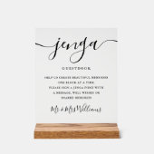 Handtekening Script Jenga Wedding Guestbook Acryl Bord (Voorkant)