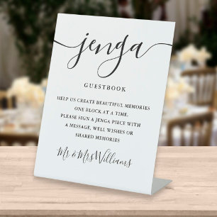 Handtekening Script Jenga Wedding Guestbook Reclamebord Met Voetstuk