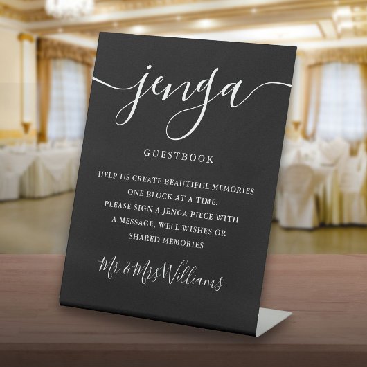 Handtekening Script Jenga Wedding Guestbook Reclamebord Met Voetstuk