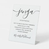 Handtekening Script Jenga Wedding Guestbook Reclamebord Met Voetstuk (Voorkant)