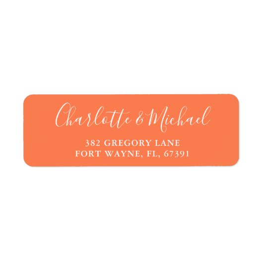 Handtekening Script Koraal Bruiloft Retouradres Etiket (Voorkant)