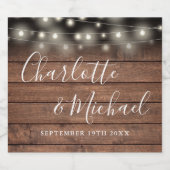 Handtekening Script Landelijke Houten Slingerlampe Sparkling Wijnetiket (Enkel label)