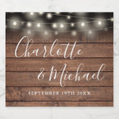 Handtekening Script Landelijke Houten Slingerlicht Sparkling Wijnetiket (Enkel label)