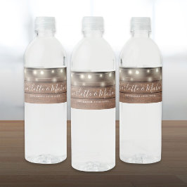 Handtekening Script Landelijke Houten Slingerlicht Waterfles Etiket