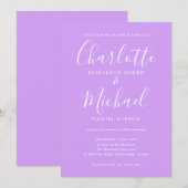 Handtekening Script Lavendel Lila Chic Bruiloft Kaart (Voorkant / Achterkant)