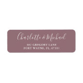 Handtekening Script Mauve Bruiloft Retouradres Etiket (Voorkant)