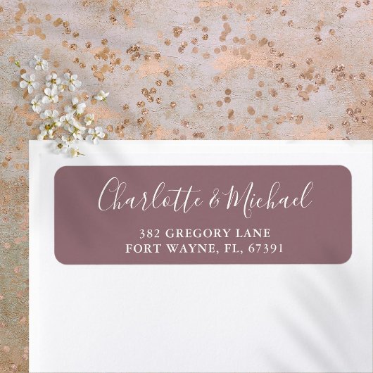Handtekening Script Mauve Bruiloft Retouradres Etiket