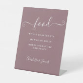 Handtekening Script Mauve Food Menu Reclamebord Met Voetstuk (Voorkant)