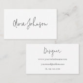 Handtekening Script Modern zwart wit Visitekaartje (Voorkant / Achterkant)