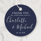 Handtekening Script Navy Blauw Dank Je Bedankjes Labels (Achterkant)