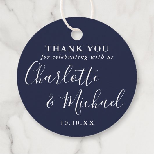 Handtekening Script Navy Blue Dank Je Bedankjes Labels (Achterkant)