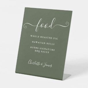 Handtekening Script Olijfgroen Eetmenu Reclamebord Met Voetstuk