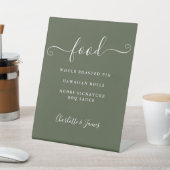Handtekening Script Olijfgroen Eetmenu Reclamebord Met Voetstuk (Insitu)