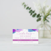 Handtekening Script Paars Blue Alcohol Ink Afsprakenkaartje (Staand voorkant)