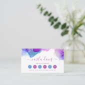 Handtekening Script Paars Blue Alcohol Ink Klantenkaartje (Staand voorkant)