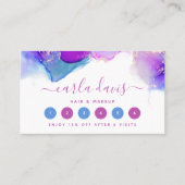 Handtekening Script Paars Blue Alcohol Ink Klantenkaartje (Voorkant)