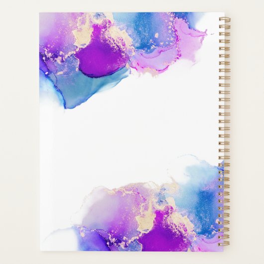 Handtekening Script Paars Blue Alcohol Ink Planner (Achterkant)