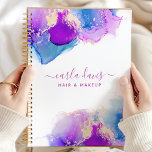 Handtekening Script Paars Blue Alcohol Ink Planner<br><div class="desc">Verhoog uw organisatie met dit kenmerkende script paarse en blauwe alcoholinkt ontwerp. Perfect voor vrouwen die moderne en artistieke stijlen waarderen, combineert deze planner elegantie met functionaliteit. Het prachtige alcohol inkt kunstwerk voegt een verfijnde touch toe aan uw dagelijkse planning. Personaliseer het met jouw naam voor een unieke en stijlvolle...</div>