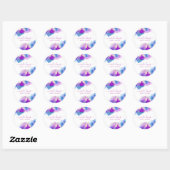 Handtekening Script Paarsblauw Alcoholinkt Ronde Sticker (Vel)