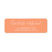 Handtekening Script Perzik Huwelijk Retouradres Etiket (Voorkant)