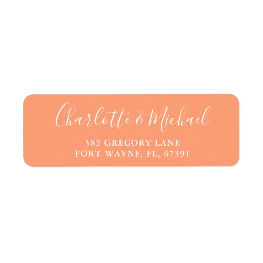 Handtekening Script Perzik Huwelijk Retouradres Etiket (Voorkant)