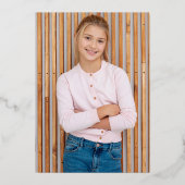 Handtekening Script Roos Gouden Foto Heilige Commu Folie Uitnodiging (Achterkant)