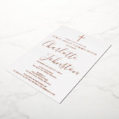 Handtekening Script Roos Gouden Foto Heilige Commu Folie Uitnodiging (Gedraaid)