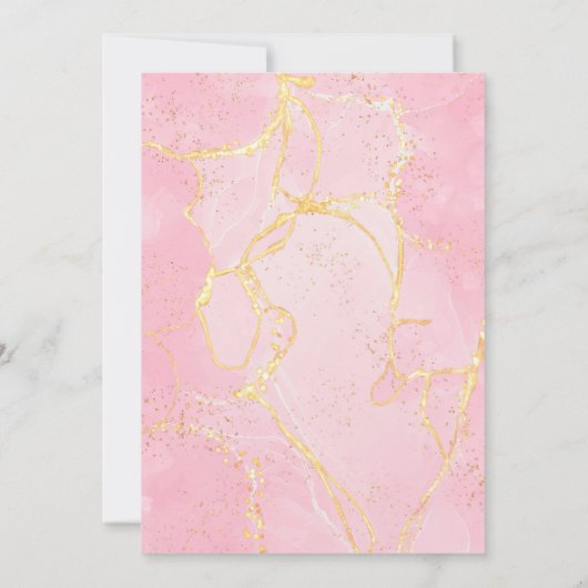 Handtekening Script Roze Goud Agaat Marmer Bruilof Kaart (Achterkant)
