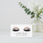 Handtekening Script Roze Gouden Glitter Wimpers Visitekaartje (Staand voorkant)
