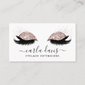 Handtekening Script Roze Gouden Glitter Wimpers Visitekaartje (Voorkant)