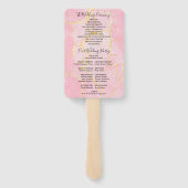 Handtekening Script Roze Gouden Marmeren Huwelijks Handwaaier (Achterkant)