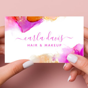 Handtekening Script Roze Oranje Alcoholinkt Visitekaartje