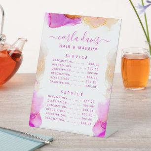 Handtekening Script Roze Oranje Inkt Service Prijs Reclamebord Met Voetstuk