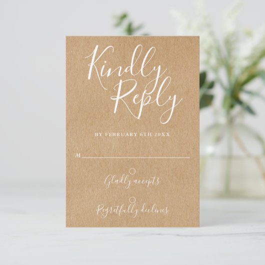 Handtekening Script Rustic Kraft RSVP (Staand voorkant)