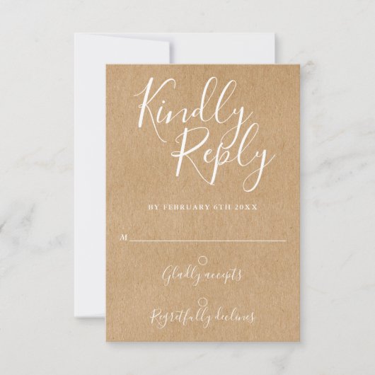 Handtekening Script Rustieke Kraft RSVP Kaartje (Voorkant)
